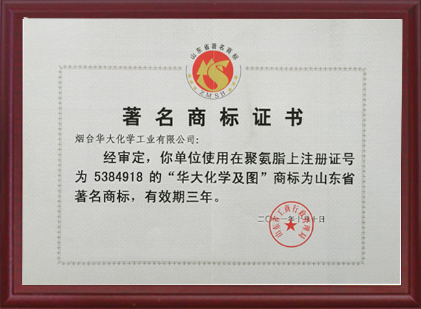 著名商標證書
